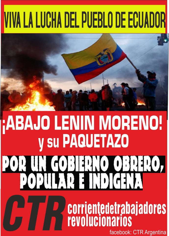 Abaixo o estado de sítio no Equador! Abaixo o pacote do governo de Lenin&nbsp;Moreno!