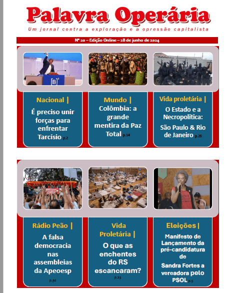 Jornal Palavra Operária nº 20 – Edição Online – 28 de junho de&nbsp;2024