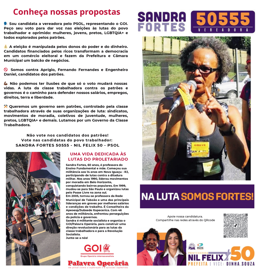 SANDRA FORTES 50555 vereadora PSOL – Programa&nbsp;Político