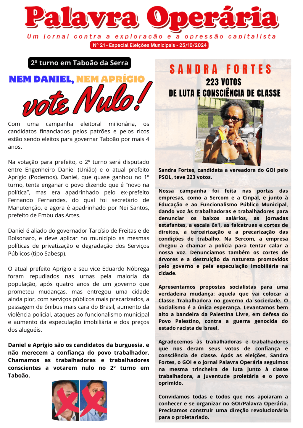 Palavra Operária nº 21&nbsp;(25/10/2024)