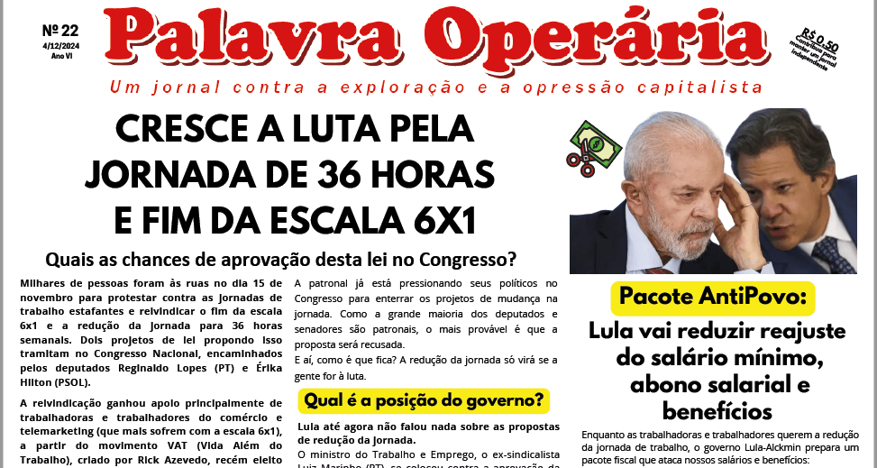 Palavra Operária nº 22 –&nbsp;4/12/2024